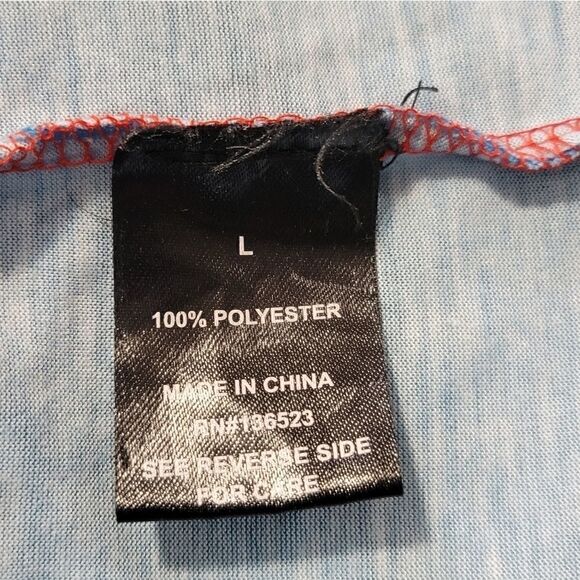 Depart West Red & Blue Ombre Summer Beach Casual Tank Top Sleeveless Shirt - Picture 3 of 4